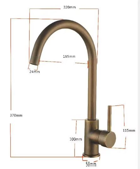 Antique Brass Swan Neck Kitchen Mixer Tap