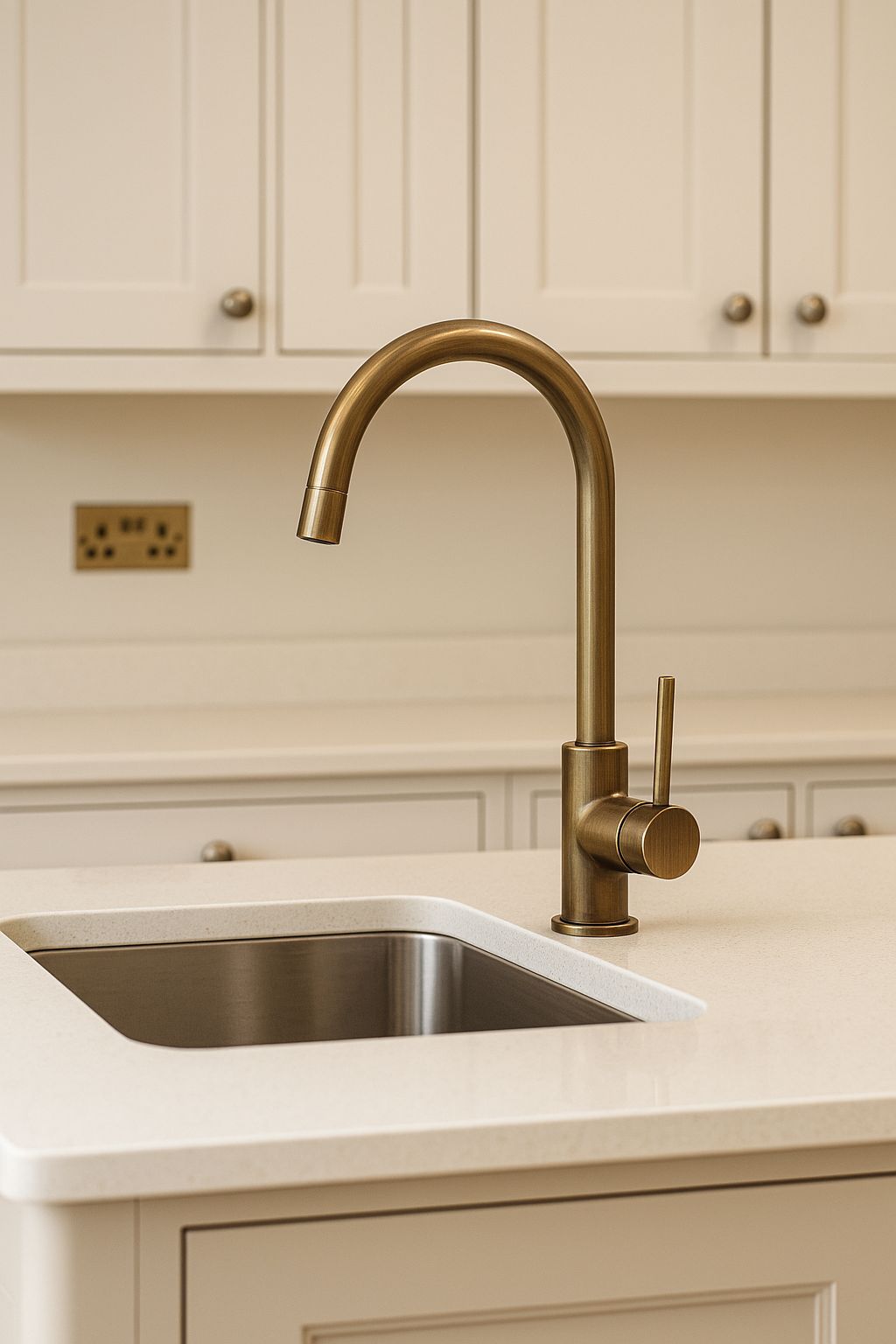 Antique Brass Swan Neck Kitchen Mixer Tap