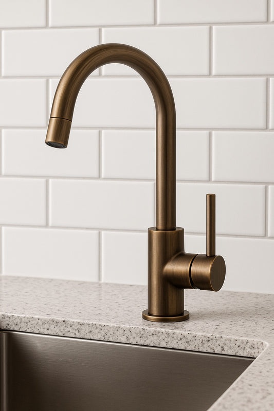Antique Brass Swan Neck Kitchen Mixer Tap